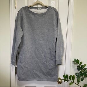 TenTreeGrey Heather Fleece Crew Neck Sweatshirt Dress Pockets  L